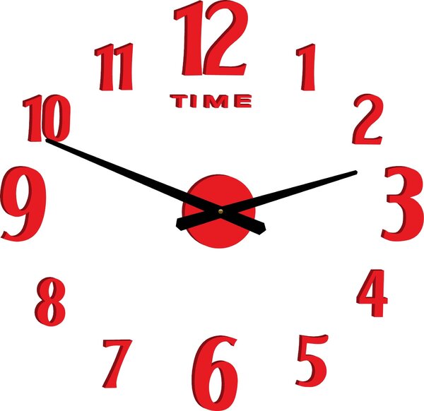 Nlepovacie hodiny na stenu - CARLOS 2D: Čierna Ral 9005 Čierne ručičky 80 cm 3556-25329 12P035-Wall clock