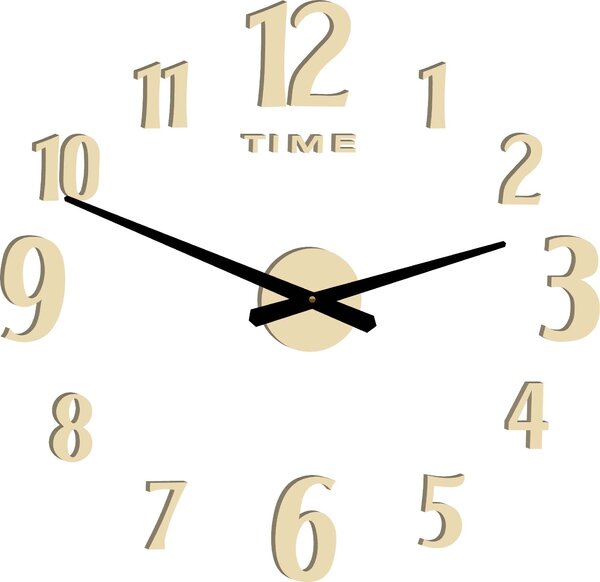 Nlepovacie hodiny na stenu - CARLOS 2D: Čierna Ral 9005 Čierne ručičky 80 cm 3556-25329 12P035-Wall clock