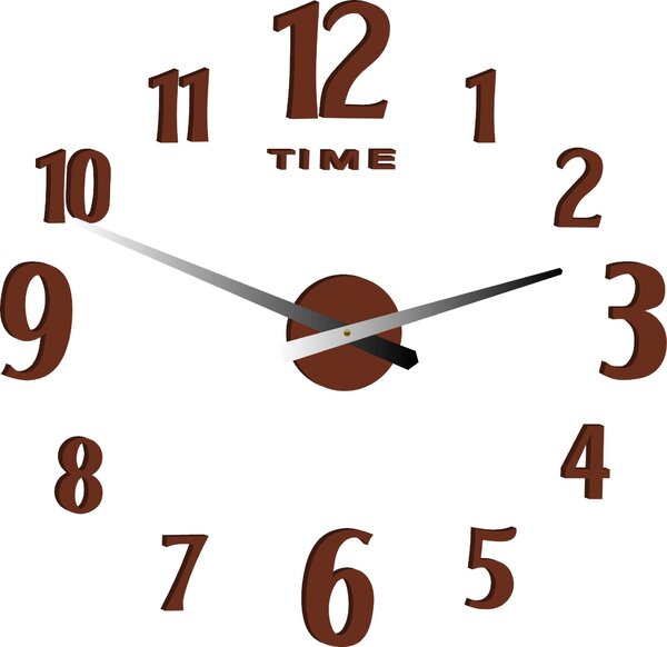 Nlepovacie hodiny na stenu - CARLOS 2D: Čierna Ral 9005 Čierne ručičky 80 cm 3556-25329 12P035-Wall clock