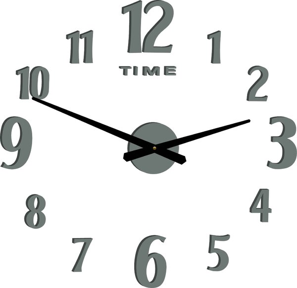Nlepovacie hodiny na stenu - CARLOS 2D: Čierna Ral 9005 Čierne ručičky 80 cm 3556-25329 12P035-Wall clock