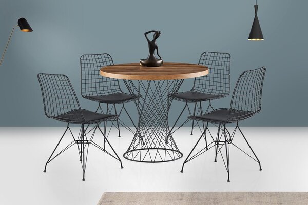 Hanah Home - Dizajnový okrúhly jedálenský stôl POTA 90 cm, hnedý