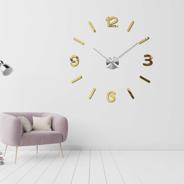 Nástenné hodiny zrkadlové velké | 3D DIY: Zrkadlo SILVER Farba čierna RAL 9005 80 cm 3710-108474 12SZ026