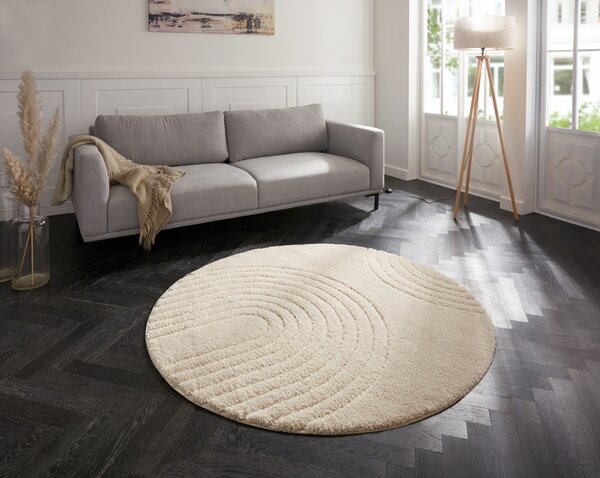 Hanse Home, Kusový koberec Norwalk 105104 cream kruh, 160x160 (priemer) kruh, biela, obývacia izba