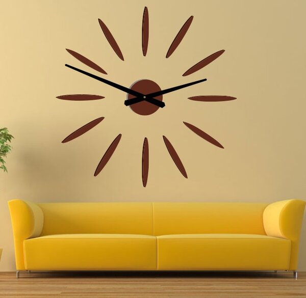 Nástenné hodiny nalepovacie | SUN: Šedá kovová Ral 7005 Čierne ručičky 80 cm 3713-33772 12P050 2D PLEXI