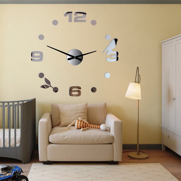 Nástenné hodiny nalepovacie - DIY Pohoda: Zrkadlo SILVER Farba čierna RAL 9005 80 cm 3720-111668 12P006
