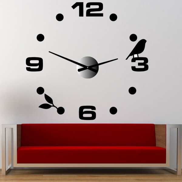 Nástenné hodiny nalepovacie - DIY Pohoda: Zrkadlo SILVER Farba čierna RAL 9005 80 cm 3720-111668 12P006
