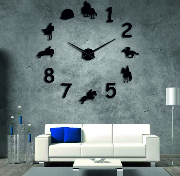 Nalepovacie nástenné hodiny rodeo kone: Čierna Ral 9005 Farba čierna RAL 9005 80 cm 3719-34249 12SZ045 HEU-