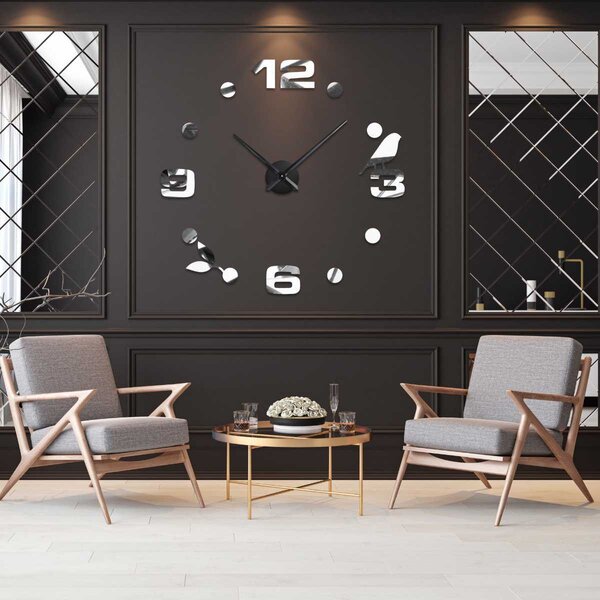 Zrkadlové moderné hodiny na stenu nalepovacie - DIYPAJPA: Čierna Ral 9005 Farba čierna RAL 9005 80 cm 3730-104023 12S006