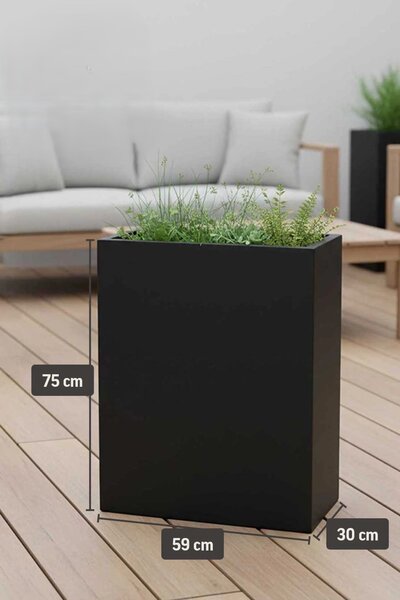Kvetináč ELEMENTO, sklolaminát, šírka 59 cm, antracit