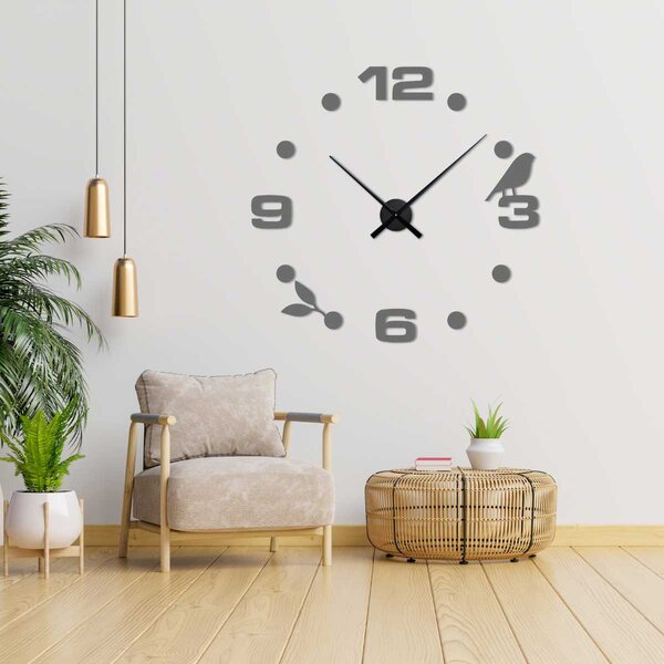 Zrkadlové moderné hodiny na stenu nalepovacie - DIYPAJPA: Čierna Ral 9005 Farba čierna RAL 9005 80 cm 3730-104023 12S006