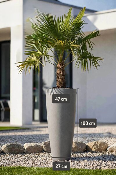 Kvetináč CITY, sklolaminát, výška 100 cm, betón design, sivý