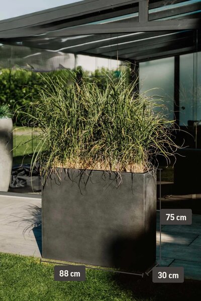 Kvetináč ELEMENTO, sklolaminát – vzhľad kameňa, šírka 88 cm, antracit
