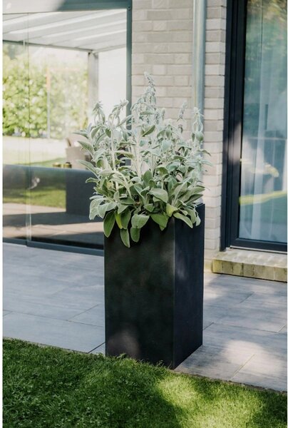 Kvetináč BLOCK, sklolaminát-vzhľad kameňa, výška 80 cm, antracit