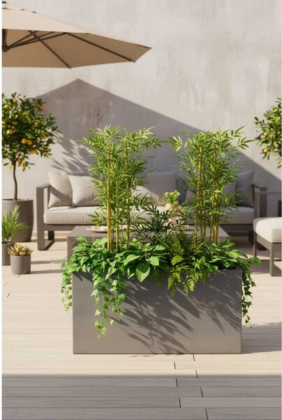Kvetináč ELEMENTO SLIM, sklolaminát, šírka 90 cm, betón design, sivá