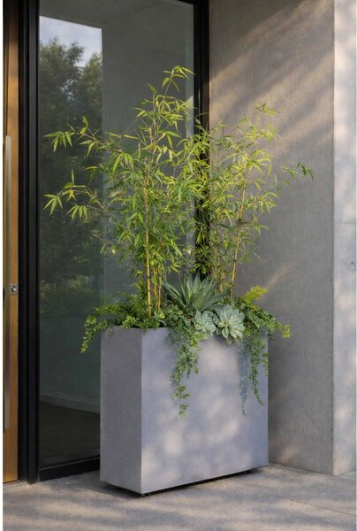 Kvetináč ELEMENTO na kolieskach, sklolaminát, šírka 88 cm, beton design sivá