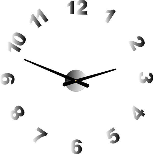 Nástenné hodiny nalepovacie čísla - OPTIC: Čierna Ral 9005 Čierne ručičky 80 cm 3756-36241 12P047 2D PLEXI HEU-