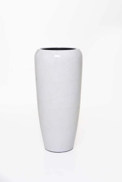 Exkluzívny kvetináč CAVITA, sklolaminát, výška 75 cm, biely mramor, lesk