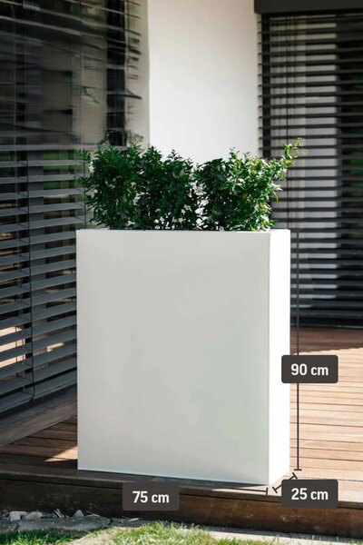Kvetináč ELEMENTO, práškovaná oceľ, výška 90 cm, biely mat