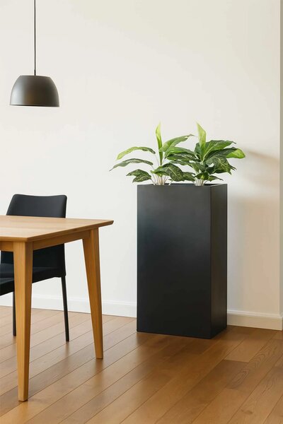 Interiérový kvetináč ELEMENTO, materiál MDF, výška 100 cm, čierny