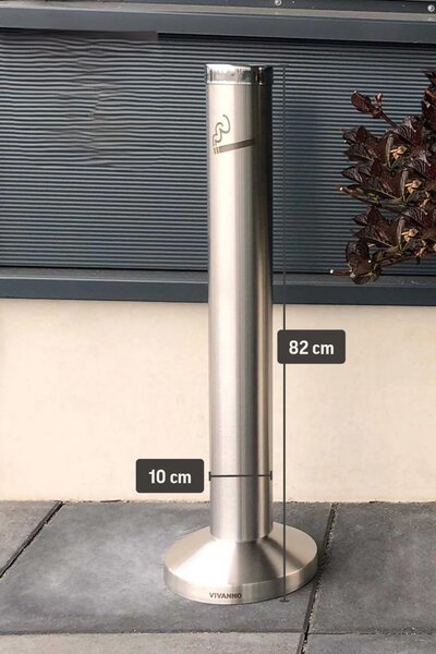 Stojaci popolník FUMO, priemer 10 cm, nerez, strieborný