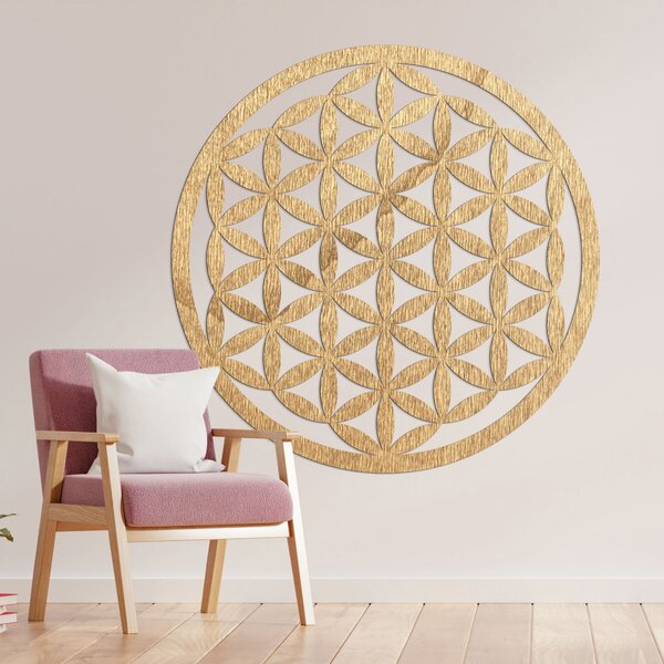 Drevená dekorácia na stenu mandala kvet života - VITAE: Preglejka Topoľ - Honey 3071 20 cm 3768-96366 PR0166