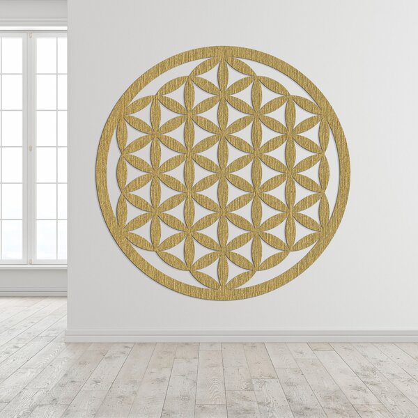 Drevená dekorácia na stenu mandala kvet života - VITAE: Preglejka Topoľ - Honey 3071 20 cm 3768-96366 PR0166