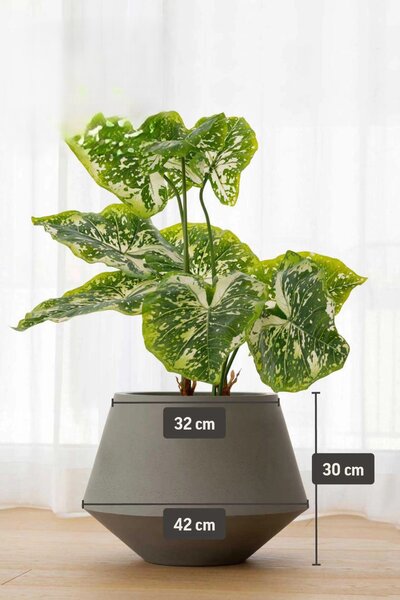Okrúhly kvetináč BERBELIT, sklolaminát, výška 30 cm, sivý