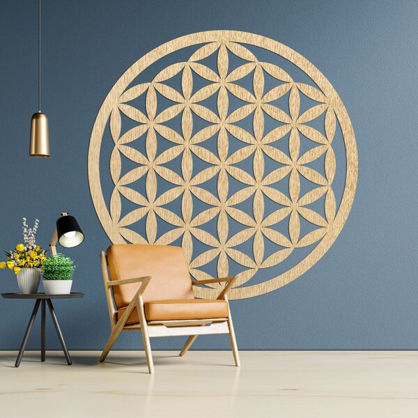 Drevená dekorácia na stenu mandala kvet života - VITAE: Preglejka Topoľ - Honey 3071 20 cm 3768-96366 PR0166