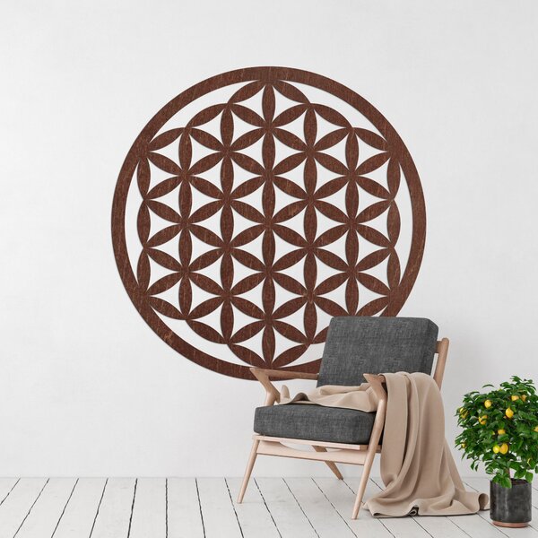 Drevená dekorácia na stenu mandala kvet života - VITAE: Preglejka Topoľ - Honey 3071 20 cm 3768-96366 PR0166