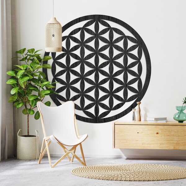 Drevená dekorácia na stenu mandala kvet života - VITAE: Preglejka Topoľ - Honey 3071 20 cm 3768-96366 PR0166