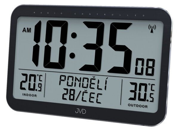 Rádiom riadené digitálne hodiny s budíkom JVD RB9385, 36 cm