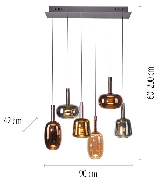 ZÁVESNÉ LED SVIETIDLO, 90/42/200 cm - Interiérové svietidlá