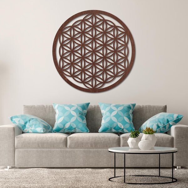 Mandala drevený obraz na stenu | Kvet života: Preglejka - Honey farba 40 cm 3773-78781 FB-PR0168