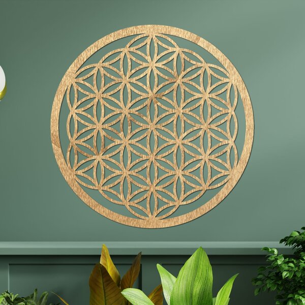 Mandala drevený obraz na stenu | Kvet života: Preglejka - Honey farba 40 cm 3773-78781 FB-PR0168