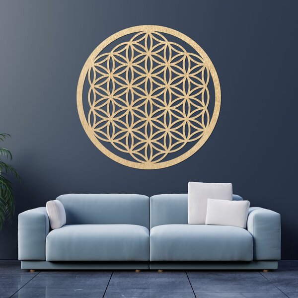 Mandala drevený obraz na stenu | Kvet života: Preglejka - Honey farba 40 cm 3773-78781 FB-PR0168