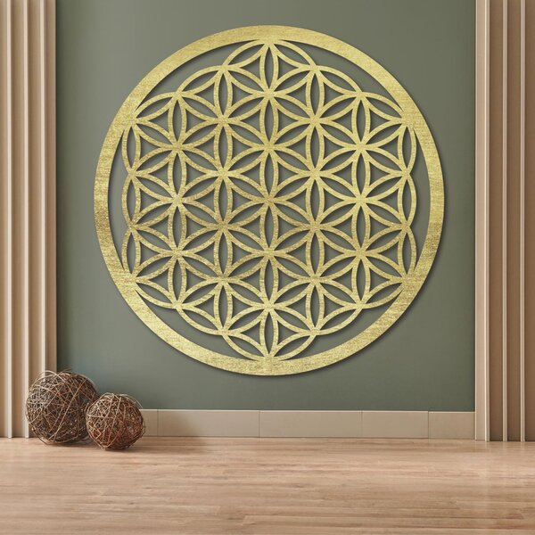 Mandala drevený obraz na stenu | Kvet života: Preglejka - Honey farba 40 cm 3773-78781 FB-PR0168
