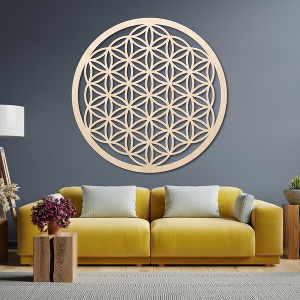 Mandala drevený obraz na stenu | Kvet života: Preglejka - Honey farba 40 cm 3773-78781 FB-PR0168