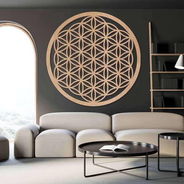 Mandala drevený obraz na stenu | Kvet života: Preglejka - Honey farba 40 cm 3773-78781 FB-PR0168