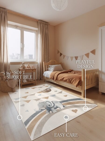 Villeroy & Boch, Detský kusový koberec Villeroy & Boch Boho Kids 106305 Cream Multicolor, 120x170, biela, detská izba