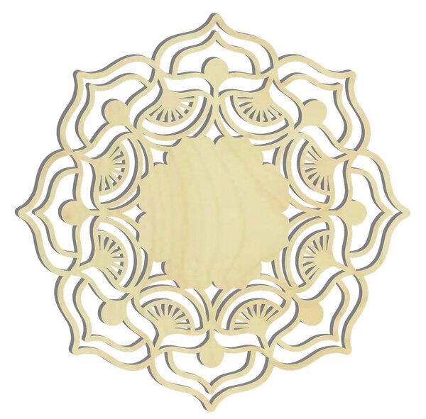 Mandala ruža života okrúhla drevený obraz na stenu z preglejky MIREK: Prírodná preglejka - Topoľ natural Rozmer 20 cm 3776-37264 PR0175 HEU+