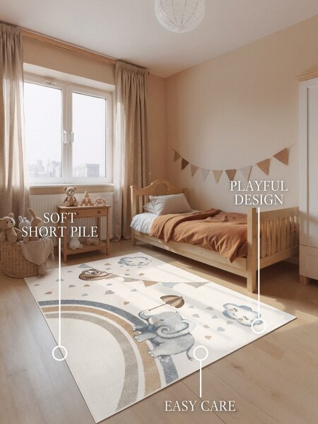 Villeroy & Boch, Detský kusový koberec Villeroy & Boch Boho Kids 106306 Cream Multicolor, 120x170, biela, viacfarebná, detská izba