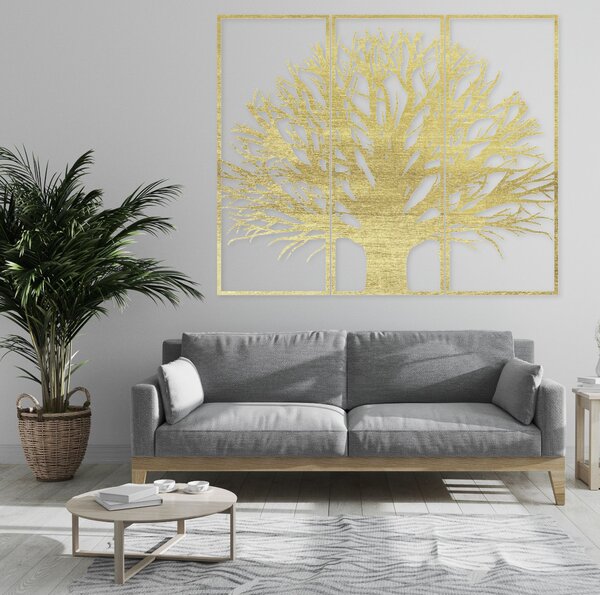 Štylový trojdielny obraz strom - Prírodné inšpirácie - KANANA: Preglejka Topoľ - Strieborná 40 x 33 cm 3780-82602 PR0199