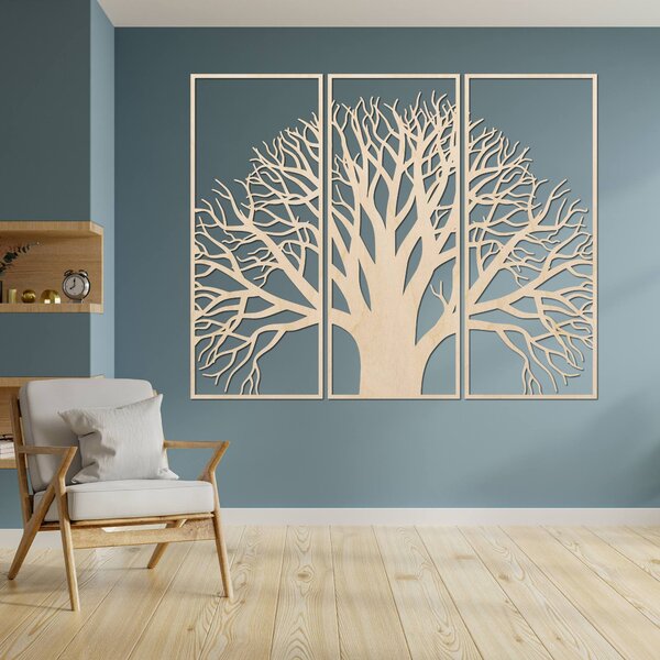 Strom života – Trojdielna drevená nástenná dekorácia konáre | SUBI: Preglejka Topoľ - Honey 3071 78 x 40 cm 3787-84477 PR0190 3 pieces