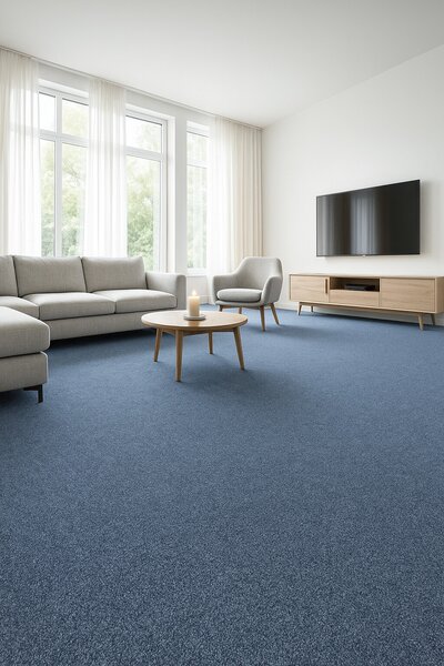 Tapibel , Metrážny koberec Cobalt SDN 64061 - AB svetlo modrý, záťažový, na mieru, šíře 4m, modrá, ab (mriežka), chodba / predsieň