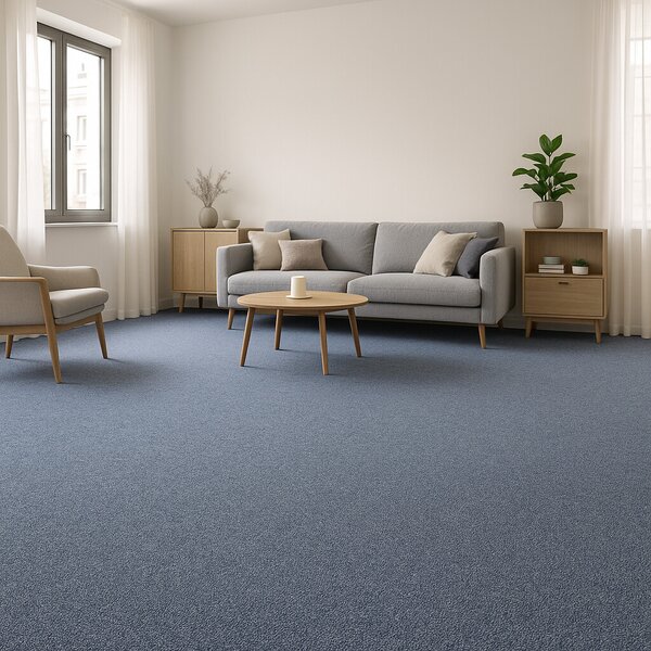 Tapibel , Metrážny koberec Cobalt SDN 64062 - AB modrý, záťažový, na mieru, šíře 4m, modrá, ab (mriežka), chodba / predsieň
