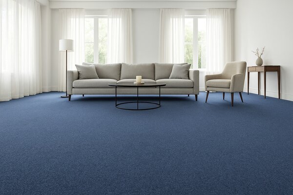 Tapibel , Metrážny koberec Cobalt SDN 64060 - AB tmavomodrý, záťažový, na mieru, šíře 4m,5m, modrá, ab (mriežka), chodba / predsieň