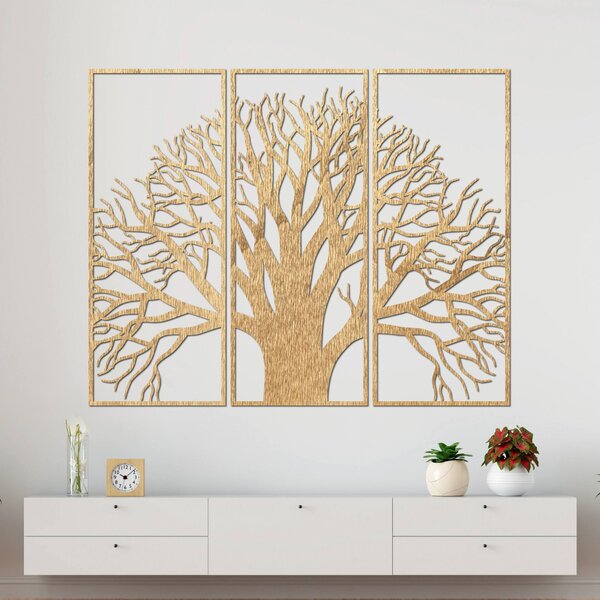 Strom života – Trojdielna drevená nástenná dekorácia konáre | SUBI: Preglejka Topoľ - Honey 3071 78 x 40 cm 3787-84477 PR0190 3 pieces