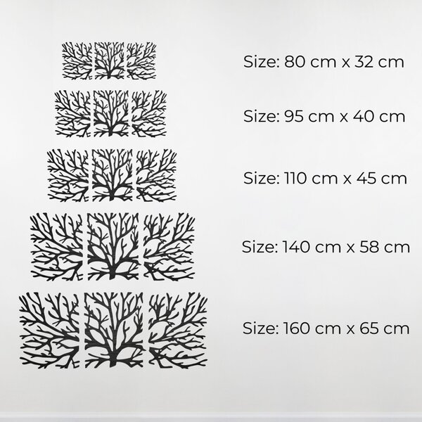 Trojdielna dekorácia na stenu konáre | MAVAMF: Preglejka Topoľ - Čierna 32 x 80 cm 3799-82351 PR0200 3 piecess