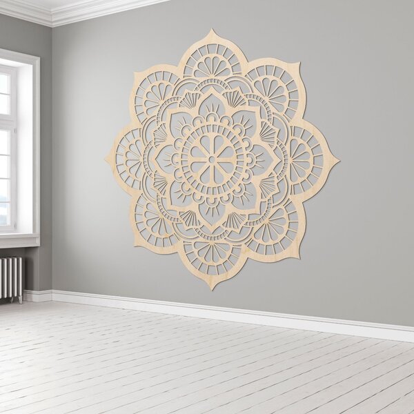 Dekorácia na stenu so symbolikou mandaly lotosový kvet | MYSTICA: Preglejka Topoľ - Honey 3071 20 cm 3803-98686 PR0204