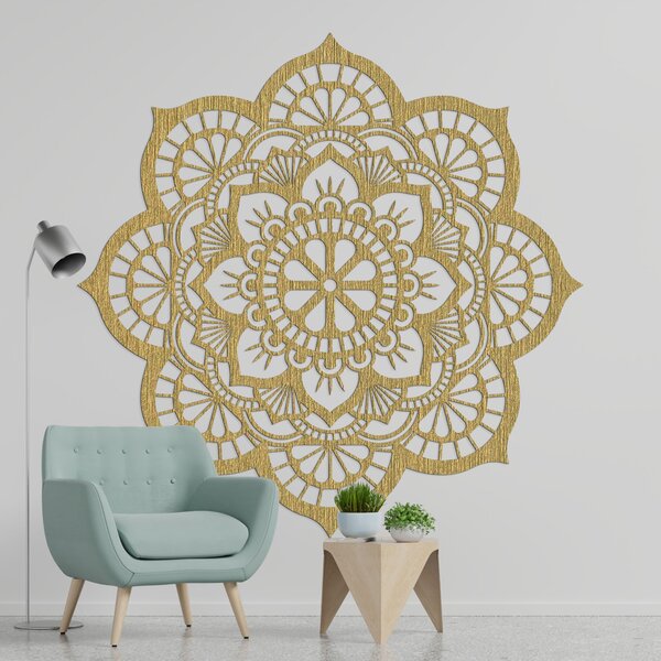 Dekorácia na stenu so symbolikou mandaly lotosový kvet | MYSTICA: Preglejka Topoľ - Honey 3071 20 cm 3803-98686 PR0204